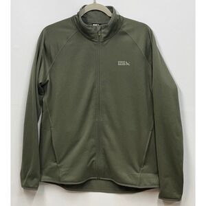 Eddie Bauer Womens L Olive Green Full Zip  Jacket Outdoor Waffle Hiking Pockets